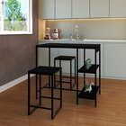 Banqueta Média 38x36x60cm Active Yescasa Preto Ônix/preto