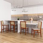 Banqueta Média Com Telinha Pérola Madeira Maciça E Assento Es