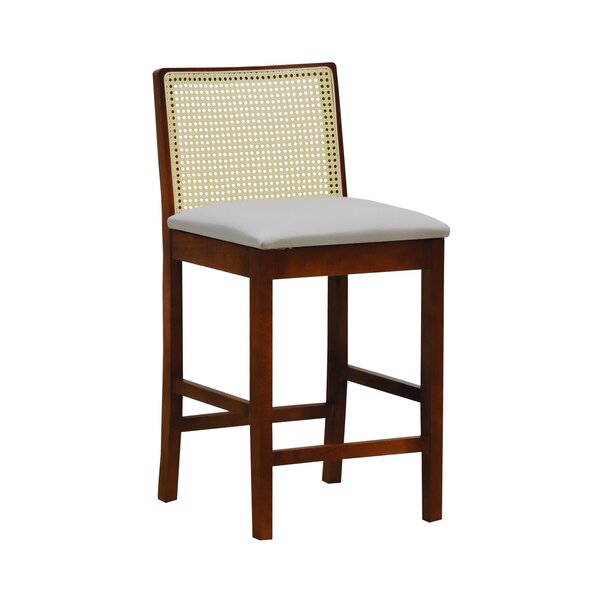 Banqueta Média Com Telinha Pérola Madeira Maciça E Assento Es