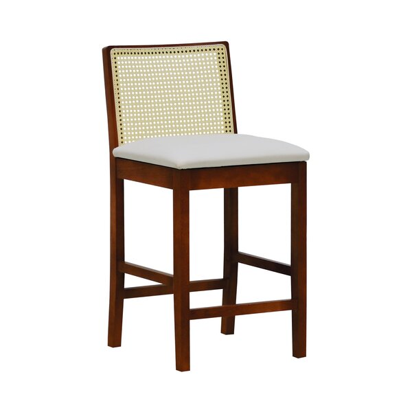 Banqueta Média Com Telinha Pérola Madeira Maciça E Assento Es