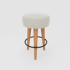 Banqueta Média Cozinha 60cm Estofada Off-white Madeira Maciça