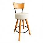 Banqueta Média Cozinha Estofada Off-white Com Encosto Madeira