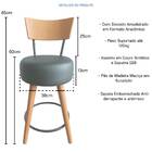 Banqueta Média Cozinha Estofada Preta Com Encosto Madeira Urb