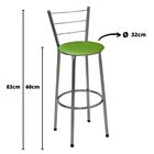 Banqueta Média Cromada Com Encosto Para Cozinha Assento Verde
