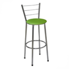 Banqueta Média Cromada Com Encosto Para Cozinha Assento Verde