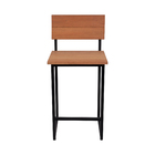 Banqueta Média de Madeira e Aço com Encosto Milão 60cm Preto Metalnew