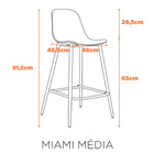 Banqueta Média Fixa Miami - Preta
