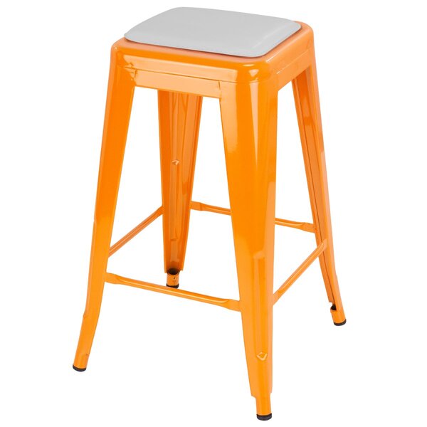 Banqueta Média Iron Tolix 66 Cm Design Industrial Com Almofad