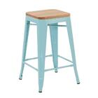 Banqueta Média Iron Tolix Com Assento De Madeira Rústica Clar