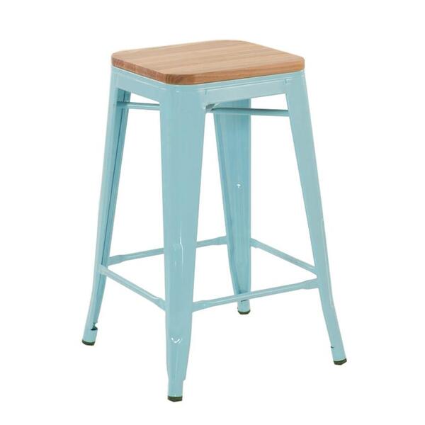 Banqueta Média Iron Tolix Com Assento De Madeira Rústica Clar