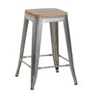 Banqueta Média Iron Tolix Com Assento De Madeira Rústica Clar