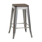 Banqueta Média Iron Tolix Com Assento De Madeira Rústica Escu