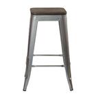 Banqueta Média Iron Tolix Com Assento De Madeira Rústica Escu