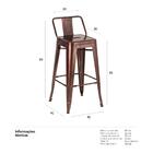 Banqueta Média Iron Tolix Com Encosto - 66 Cm - Bronze