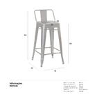 Banqueta Média Iron Tolix Com Encosto - 66 Cm - Prata - Alumí