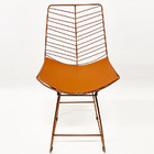 Banqueta Média Maciça Para Balcão Bertoia Retrô Cor Cobre Alt