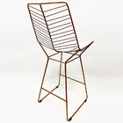 Banqueta Média Maciça Para Balcão Bertoia Retrô Cor Cobre Ass