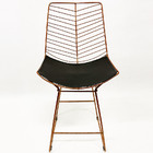 Banqueta Média Maciça Para Balcão Bertoia Retrô Cor Cobre Ass