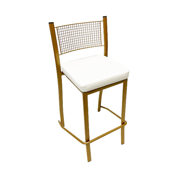 Banqueta Média Para Bancada Empilhável Cor Dourado Fosco Asse