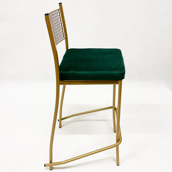 Banqueta Média Para Cozinha Empilhável Cor Dourado Fosco Asse