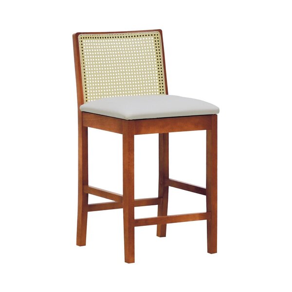 Banqueta Média Pérola Com 62cm Altura Madeira Maciça Encosto