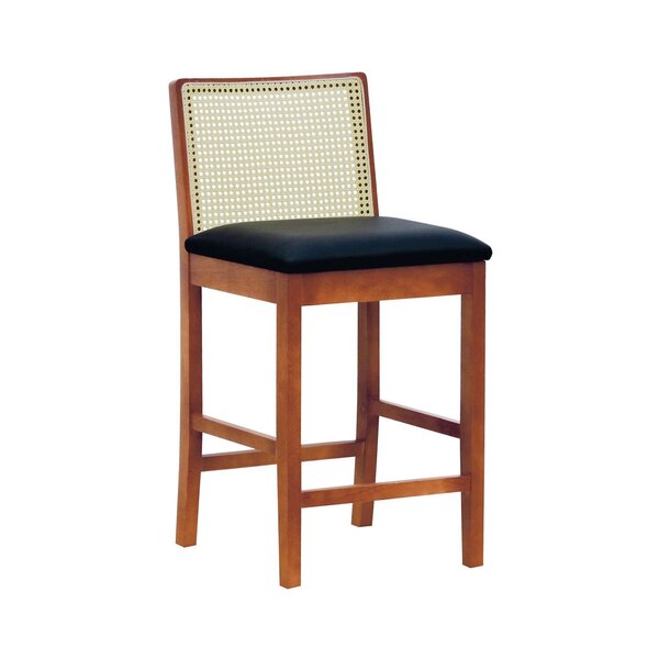 Banqueta Média Pérola Com 62cm Altura Madeira Maciça Encosto