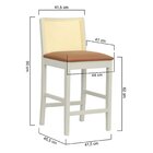 Banqueta Média Pérola Com 62cm Altura Madeira Maciça Encosto