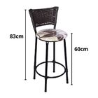 Banqueta Média Preta Com Encosto Junco Argila Assento Floral