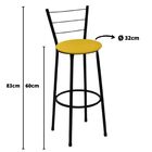 Banqueta Média Preta Com Encosto Para Cozinha Assento Amarelo