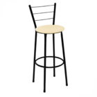 Banqueta Média Preta Com Encosto Para Cozinha Assento Bege