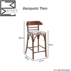 Banqueta Média Theo Madeira Nozes Cozinha Sala Balcão Barzinh