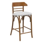 Banqueta Média Theo Madeira Tauari Amêndoa Estofada Decorativ