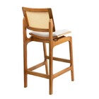 Banqueta Megan Estofada Com Encosto Palhinha Estilo Moderno -