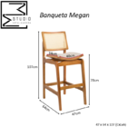 Banqueta Megan Estofada Com Encosto Palhinha Estilo Moderno -