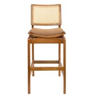 Banqueta Megan Estofada Com Encosto Palhinha Estilo Moderno -