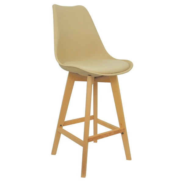 Banqueta Monty Leda Luisa Saarinen Alta Base Fixa Madeira - B