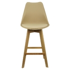 Banqueta Monty Leda Luisa Saarinen Alta Base Fixa Madeira Bege