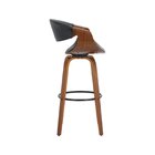 Banqueta Nicole Giratória Estofada Com Encosto Couro Madeira