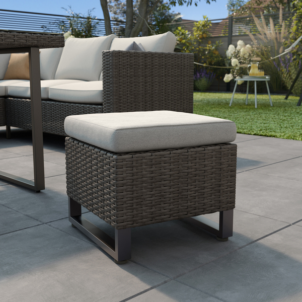 Banqueta Noa Aço e Vime Baixa 40X38cm Cinza Naterial