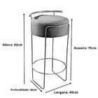 Banqueta Olivia Em Linho E Base Metal Dourado Agarb Decor Lin