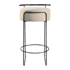 Banqueta Olivia Em Linho E Base Metal Preto Agarb Decor Linho