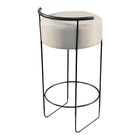 Banqueta Olivia Em Linho E Base Metal Preto Agarb Decor Linho