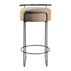 Banqueta Olivia Em Linho E Base Metal Preto Agarb Decor Linho