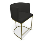 Banqueta Paola Linho Preto A79 Base Metálica Dourada D01 - D'