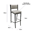 Banqueta Para Bar Alta Empilhável Cor Preta Assento E Encosto