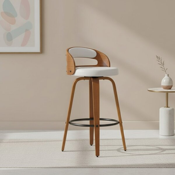 Banqueta Para Cozinha Alta Giratória Madeira Roma Rivatti Bra