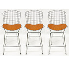 Banqueta Para Cozinha Bertoia Maciça Cromada Assento Cobre Al