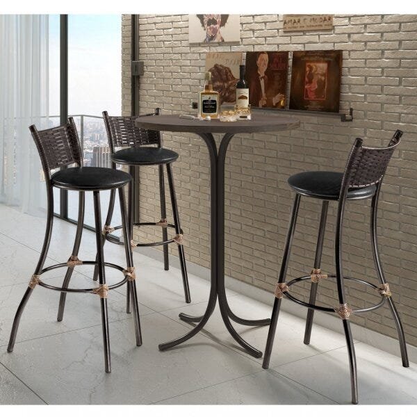 Banqueta Para Cozinha Em Aço E Junco Bistrô Confort Mais Deco