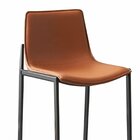 Banqueta Para Cozinha Em Courino E Base Aço Eulália Marrom/gr