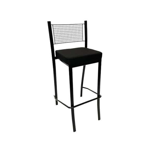 Banqueta Para Cozinha Empilhável Preta Assento Em Linho Cor P